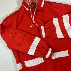 Vintage IZZI SPIRIT Sailing Red White Stripe Full Zip Jacket Unisex Sz Small 90s